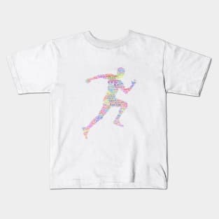 Runner Sport Silhouette Shape Text Word Cloud Kids T-Shirt